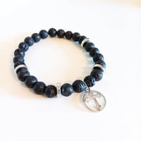 Image 1 of Lava rock + cross bracelet 