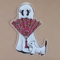 Image 1 of Vinyl Sticker Ms Swoopy with Chinese Fan