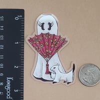 Image 2 of Vinyl Sticker Ms Swoopy with Chinese Fan