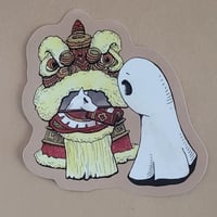 Image 1 of Vinyl Sticker Swoopy Ghost with Chinese Lion and a Red Envelope