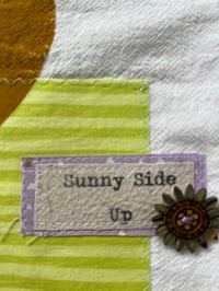 Image 5 of Flour Sack Towel, Gold Rooster Stencil  with Mint Green and Lilac Floral Fabric