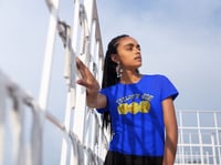 Image 2 of Trilogy456wear Blue T-Shirt with Gold Dice Logo