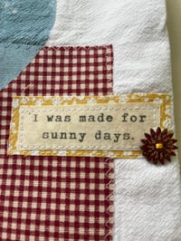 Image 5 of Flour Sack Towel, Blue Stenciled Rooster with Gold Egg Fabric