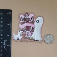 Image 2 of Vinyl Sticker of Swoopy Ghost and a Chinese Lion Selfie