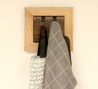 Image 5 of Wood coat rack decorative frame. 2 hooks.