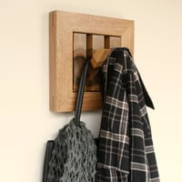 Image 1 of Wood coat rack decorative frame. 2 hooks.
