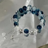 Celestial Mist Bracelet  Cracked Ice Blue Quartz & Star Charms