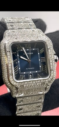 Image 1 of Cartier Santos Buss Down Diamonds Blue Dial