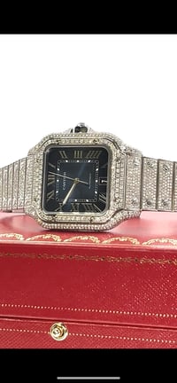 Image 3 of Cartier Santos Buss Down Diamonds Blue Dial