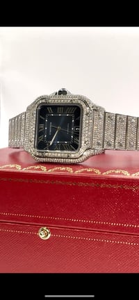Image 4 of Cartier Santos Buss Down Diamonds Blue Dial