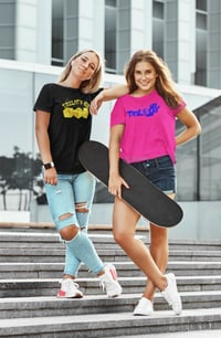 Image 1 of Trilogy456wear Pink Bikelife T-Shirt – Blue Dice Logo