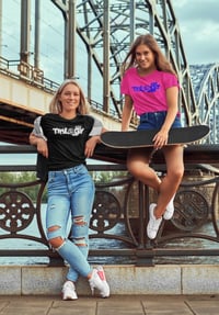 Image 4 of Trilogy456wear Pink Bikelife T-Shirt – Blue Dice Logo