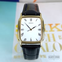 Image 3 of 1987 Seiko Quartz 'Tank' Roman Dial Gold Dress Watch (5P31-5D80)