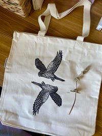 Image 1 of American Kestrel Hand Printed Tote Bag 