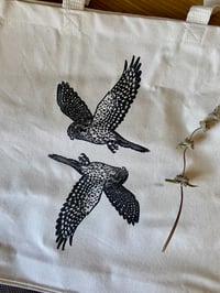 Image 2 of American Kestrel Hand Printed Tote Bag 