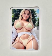 Image 1 of Voluptuous Blonde With Gorgeous Smile & Beautiful Thick Thighs In Lingerie Matte Vinyl Sticker
