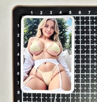 Image 2 of Voluptuous Blonde With Gorgeous Smile & Beautiful Thick Thighs In Lingerie Matte Vinyl Sticker