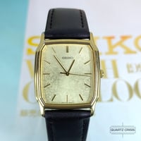 Image 2 of 1991 Seiko Quartz 'Tank' Snowflake Dial Gold Dress Watch (7n01-5030)