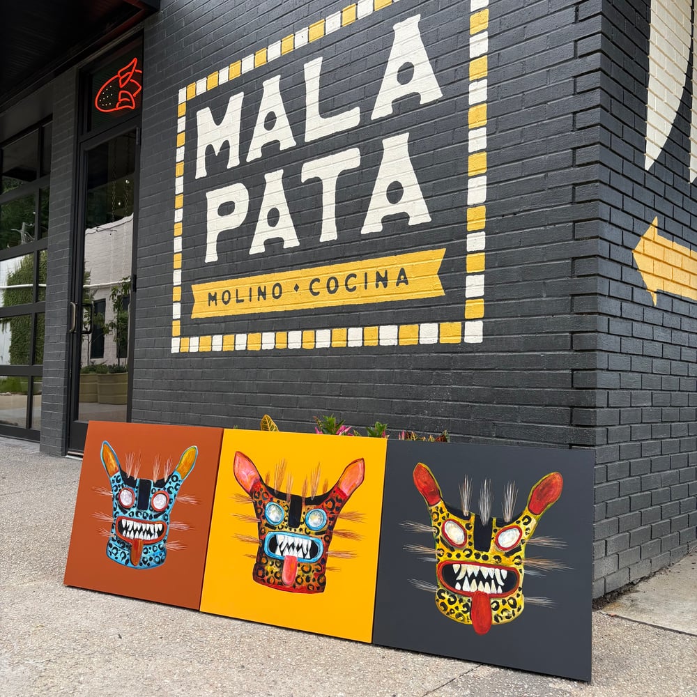 Image of 3 24in x 24in Mask Paintings