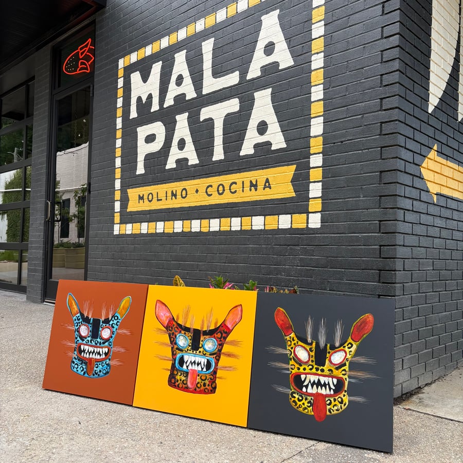 Image of 3 24in x 24in Mask Paintings