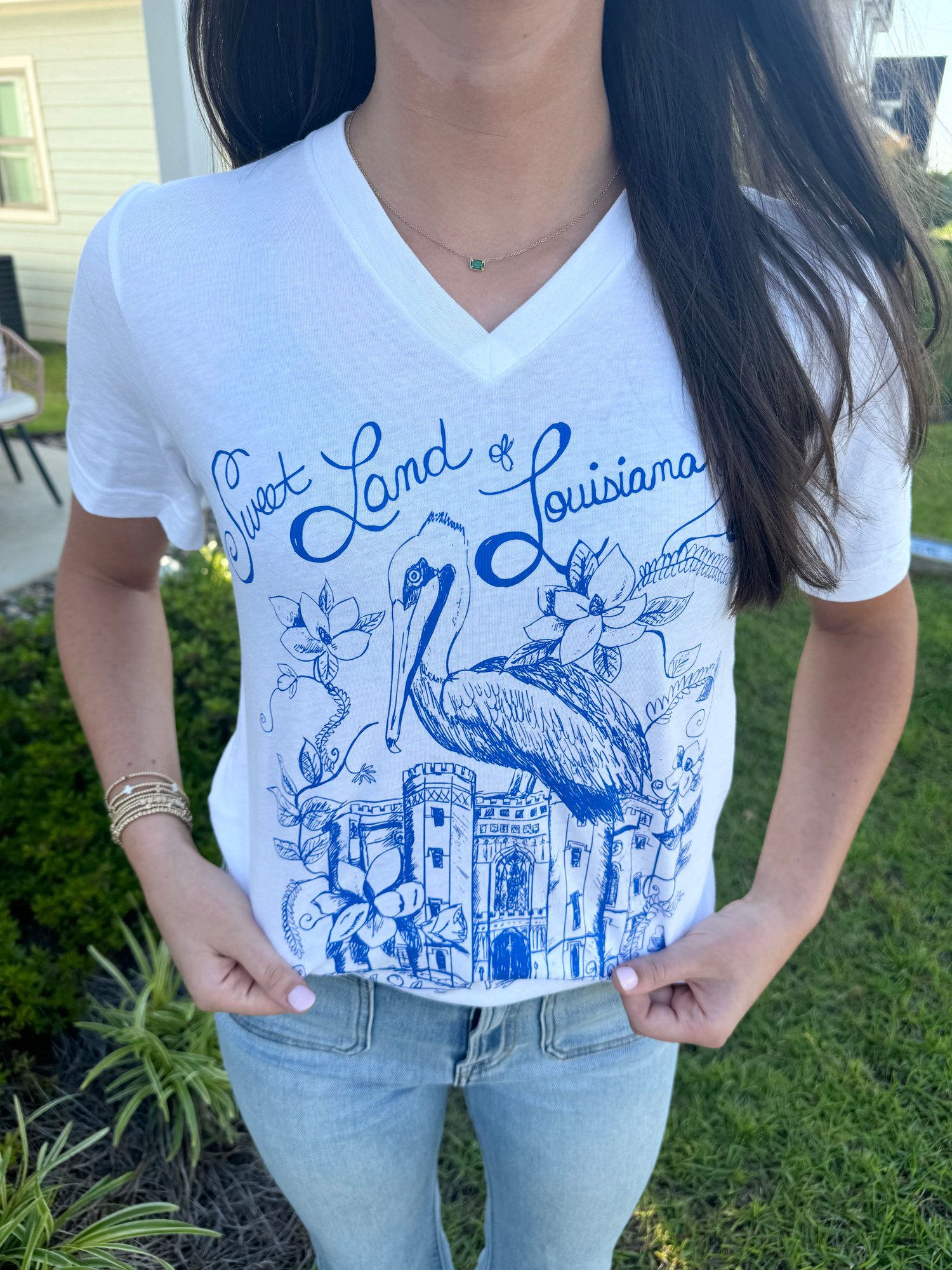 Image of Adult Sweet Land of LA V-NECK on White