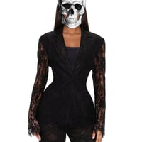 gothic business black lace blazer