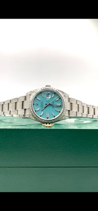 Image 2 of Rolex Datejust 41 Tiffany Blue Dial Buss Down Diamonds