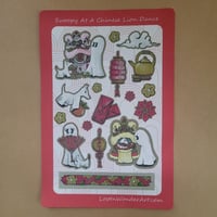 Paper Sticker Sheet Swoopy with the Chinese Lions