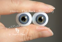 Image 1 of 18mm - German Glass Eyes - Flat Back - Economy Eyes - Blue/Gray - Large Iris
