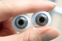 Image 4 of 18mm - German Glass Eyes - Flat Back - Economy Eyes - Blue/Gray - Large Iris