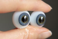 Image 2 of 18mm - German Glass Eyes - Flat Back - Economy Eyes - Blue/Gray - Large Iris