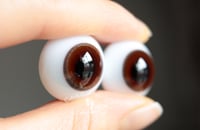 Image 2 of 20mm - German Glass Eyes - Flat Back - Economy Eyes - Chocolate-Brown - Large Iris