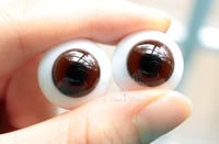 Image 4 of 20mm - German Glass Eyes - Flat Back - Economy Eyes - Chocolate-Brown - Large Iris