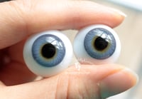 Image 4 of 20mm - German Glass Eyes - Flat Back - Economy Eyes - Blue/Gray - Large Iris