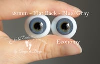 Image 1 of 20mm - German Glass Eyes - Flat Back - Economy Eyes - Blue/Gray - Large Iris