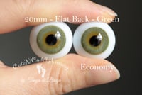 Image 1 of 20mm - German Glass Eyes - Flat Back - Economy Eyes - Green - Large Iris