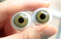 Image 4 of 20mm - German Glass Eyes - Flat Back - Economy Eyes - Green - Large Iris