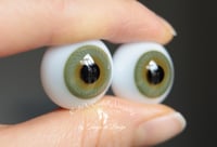 Image 2 of 20mm - German Glass Eyes - Flat Back - Economy Eyes - Green - Large Iris