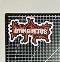Image 2 of Large Dying Fetus Red Band Logo Matte Vinyl Sticker