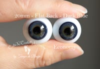 Image 1 of 20mm - German Glass Eyes - Flat Back - Economy Eyes - Dark Blue - Large Iris