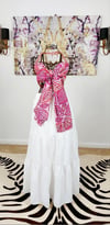 Pink Leave Scarf/ Pink Chain Necklace