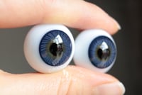 Image 2 of 22mm - German Glass Eyes - Flat Back - Economy Eyes - Dark Blue - Large Iris