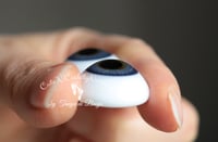 Image 3 of 22mm - German Glass Eyes - Flat Back - Economy Eyes - Dark Blue - Large Iris