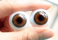 Image 4 of 22mm - German Glass Eyes - Flat Back - Economy Eyes - Hazel - Large Iris