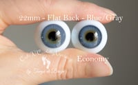 Image 1 of 22mm - German Glass Eyes - Flat Back - Economy Eyes - Blue/Gray - Large Iris