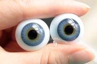 Image 4 of 22mm - German Glass Eyes - Flat Back - Economy Eyes - Blue/Gray - Large Iris