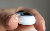 Image 3 of 22mm - German Glass Eyes - Flat Back - Economy Eyes - Blue/Gray - Large Iris