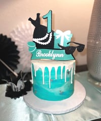 Image 3 of Breakfast At Tiffany Personalized Custom Age Robin Egg Blue Large Cake Topper Centerpiece. Paris 