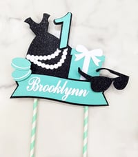Image 4 of Breakfast At Tiffany Personalized Custom Age Robin Egg Blue Large Cake Topper Centerpiece. Paris 