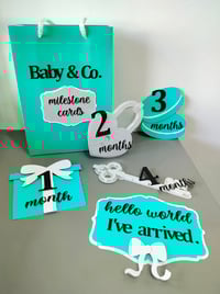 Image 2 of Baby & Co Tiffany Inspired 12 Months Milestone Cards Photo Prop. Tiffany Baby Shower Gift New Baby